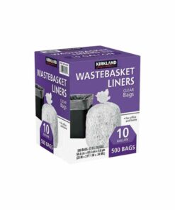 Kirkland Signature 10-Gallon Wastebasket Liner, Clear, 500-count Durable Liners for Clean and Convenient Waste Disposal