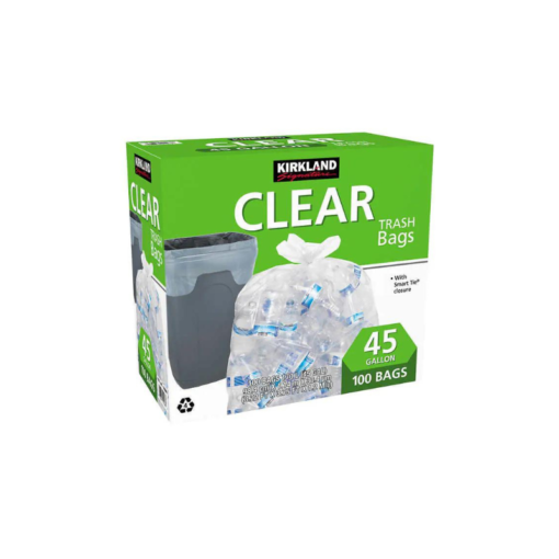 Kirkland Signature 45-Gallon Trash Bag Clear, 100-count - Strong and Reliable Waste Disposal Solution