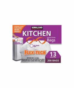 Kirkland Signature Flex-Tech 13-Gallon Kitchen Trash Bag, 200-Count Enhanced Durability & Holding Capacity