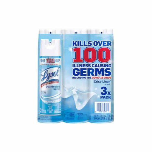 Lysol Disinfectant Spray, Crisp Linen, 19 oz, 3-count - Kills 99.9% of Viruses & Bacteria