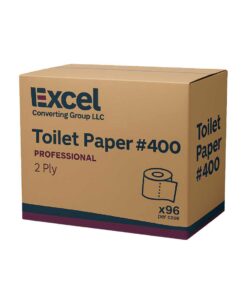 Case of 96 double-ply toilet paper rolls by Excel, ideal for commercial use