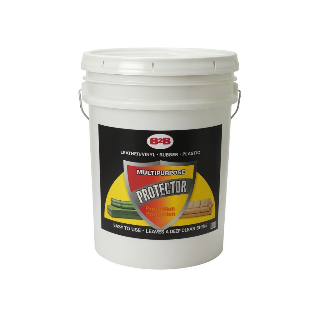 B2B multipurpose protector 5 gallon pail for leather vinyl rubber plastic.