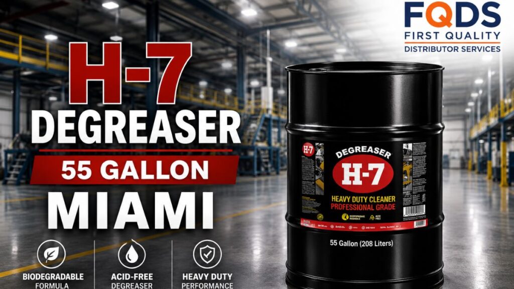 H-7 Degreaser 55 Gallon Miami by First Quality Distributor Services featuring the original H-7 55 gallon drum for commercial and industrial degreasing applications.
